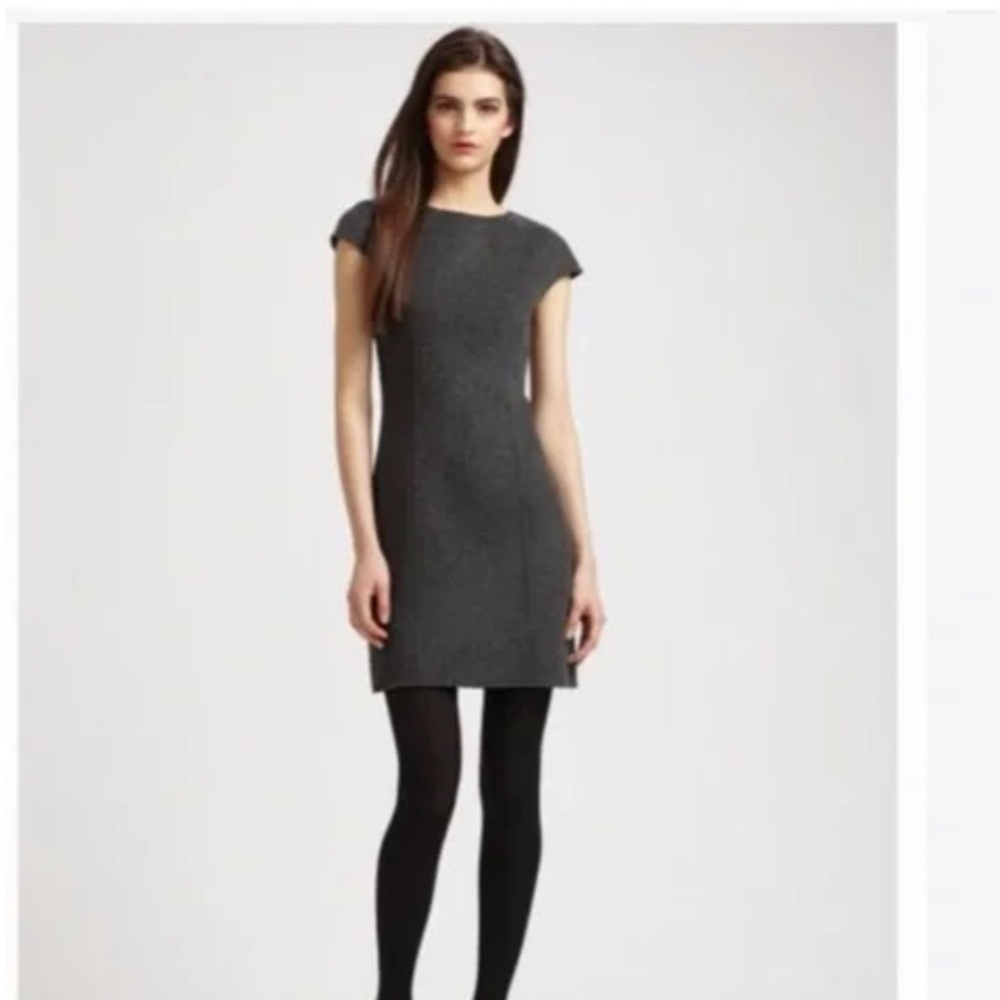 Theory Gray Work Felted/Boiled Wool Dress, Size 2